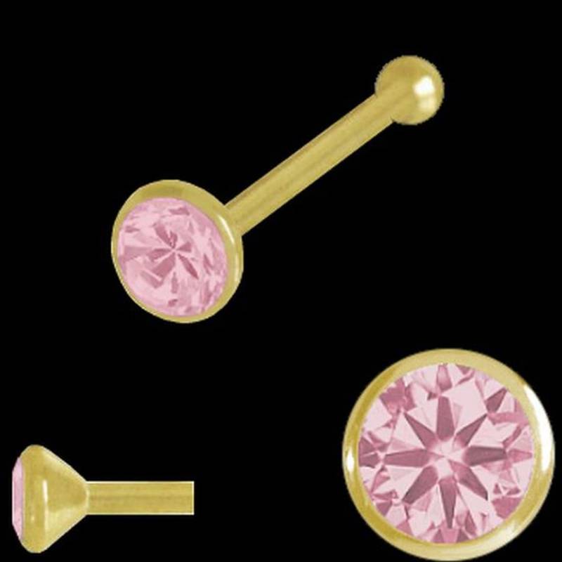 750 Gold Nasenpiercing 2, 5 Mm Rosa Zirkonia Nasenstecker Kugelstift von EchtschmuckStenzel