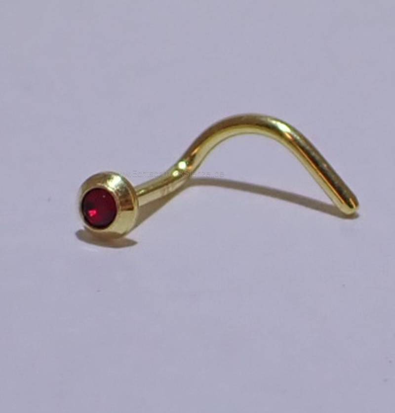 750 Gold Nasenpiercing 2, 5 Mm Roten Kristallstein Nasenstecker Spirale von EchtschmuckStenzel