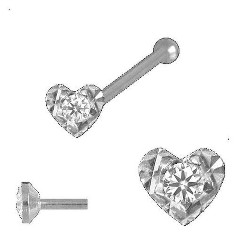 750 Weißgold Mit Diamant Herz 2, 8 Mm Nasenstecker Kugelstift 750 Weißgold Mit Diamant Herz 2, 8 Mm Nasenstecker Kugelstift von EchtschmuckStenzel