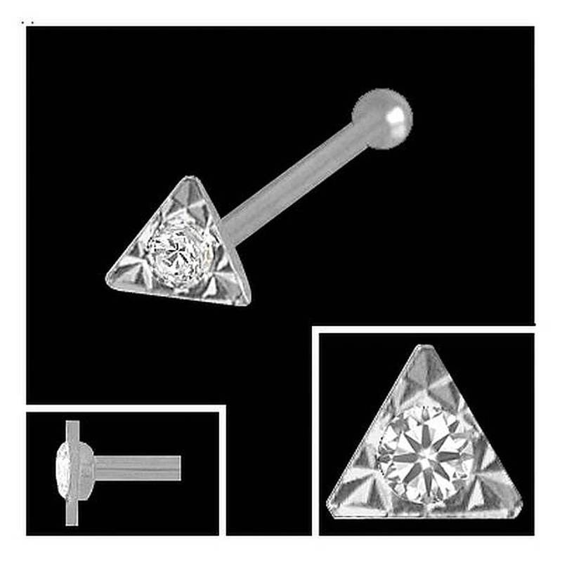 750 Weißgold Mit Diamant Nasenpiercing Dreieck 2, 7 Mm Nasenstecker Kugelstift von EchtschmuckStenzel