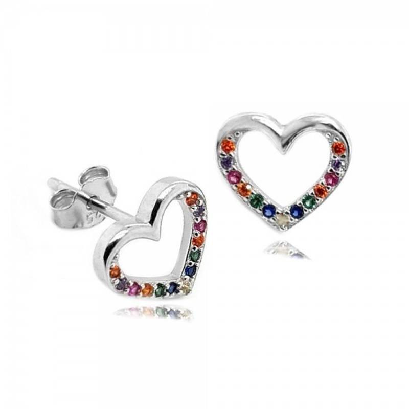 925 Silber Ohrstecker Herz Mit Farbigen Zirkonia Kinder Ohrringe von EchtschmuckStenzel