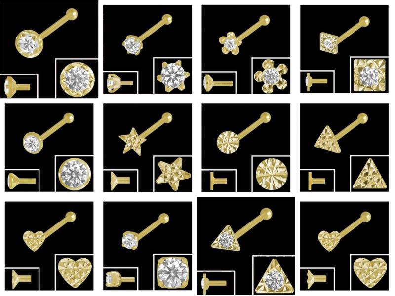 925 Silber Vergoldet Kugelstift Nasenpiercing Verschiedene Modelle von EchtschmuckStenzel