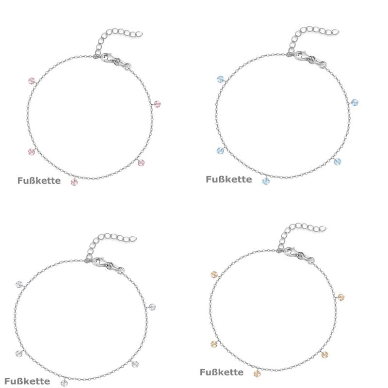Fußkette Mit Weissen, Farbigen Kristallsteinen 925 Silber 24 cm, 4 cm Verlängerung Ankerkette Fußkette Mit Weissen, Farbigen Kristallsteinen 925 Silber 24 cm, 4 cm Verlängerung Ankerkette von EchtschmuckStenzel