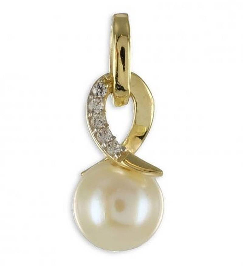 Gold 333 8 Kt Anhänger Süßwasserperle Mit Zirkonia Neu von EchtschmuckStenzel
