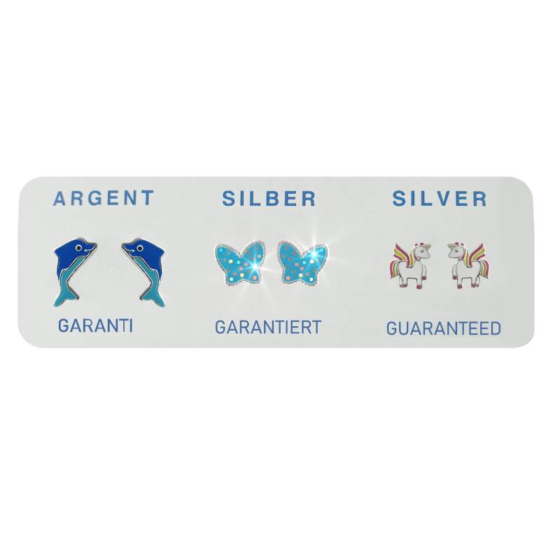 Kinderohrstecker 3Er Set Delfin Schmetterling Einhorn 925 Silber Kinderohrstecker 3Er Set Delfin Schmetterling Einhorn 925 Silber von EchtschmuckStenzel