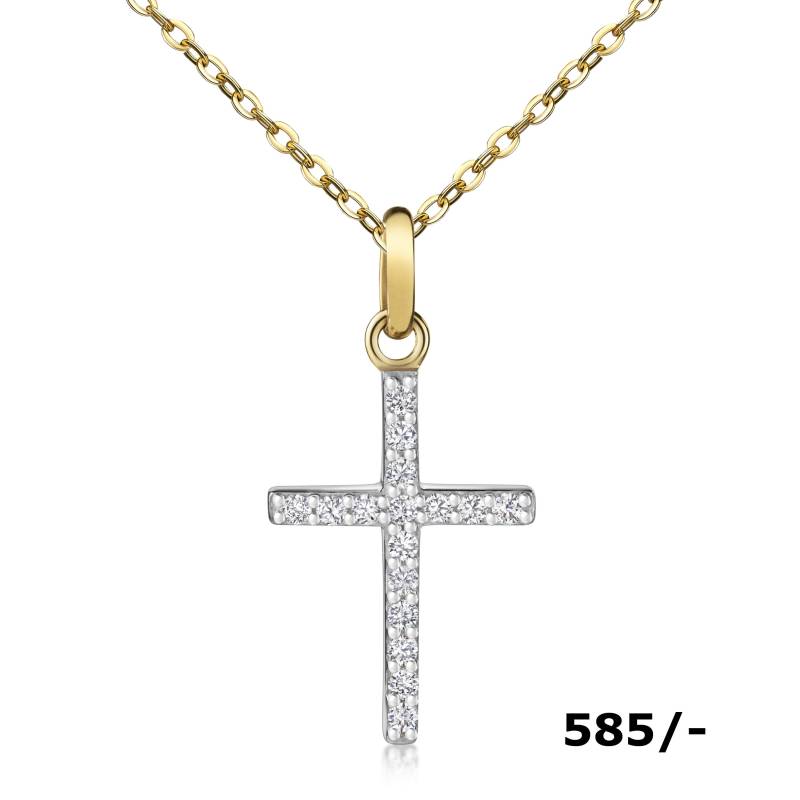 Kreuz Anhänger 585 Gold Mit Kleinen Zirkonia 20, 4 Mm von EchtschmuckStenzel