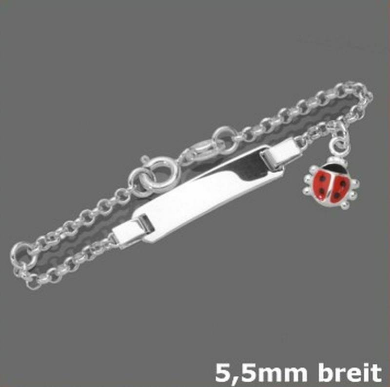 Marienkäfer Armband Kinder 10/12 cm 925 Silber Identitätsarmband Gravurplatte von EchtschmuckStenzel