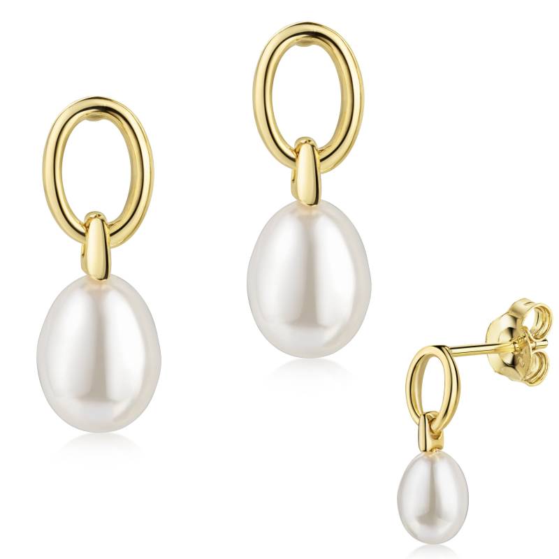 Ohrstecker Ohrringe M. Süßwasserzuchtperle 925 Silber Vergoldet 1 Paar Damen von EchtschmuckStenzel