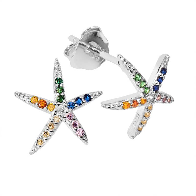 Ohrstecker Seestern 925 Silber Mit Weißen/Farbigen Zirkonia Kinder Ohrringe von EchtschmuckStenzel