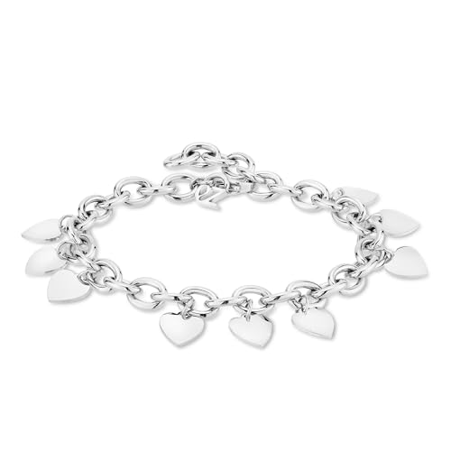 ECHTZEIT Armband mit mehreren Herzanhgängern aus Edelstahl - 23 cm lang - Endless Love mit grober Gliederkette ECHTZEIT Armband mit mehreren Herzanhgängern aus Edelstahl - 23 cm lang - Endless Love mit grober Gliederkette von Echtzeit