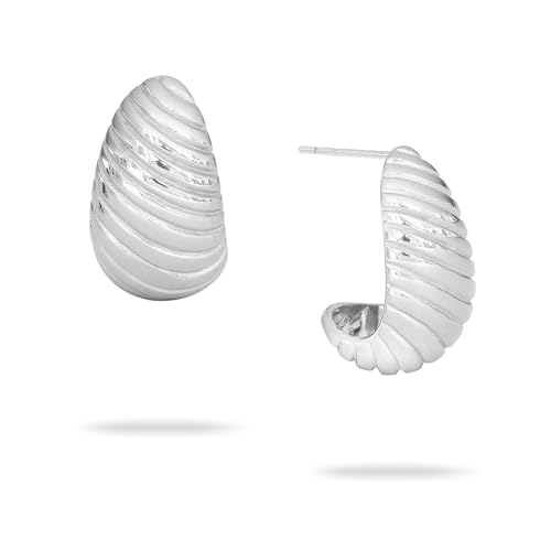 ECHTZEIT Creole mit organischen Linien in Tropfenform aus Edelstahl - 2,2 cm lang - leicht & angenehm - The Organic Drop von Echtzeit