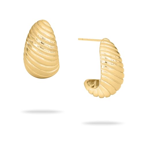 ECHTZEIT Creole mit organischen Linien in Tropfenform aus Edelstahl - 2,2 cm lang - leicht & angenehm - The Organic Drop von Echtzeit