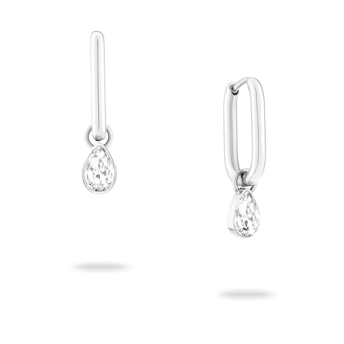 ECHTZEIT Creole mit Zirkonia Anhänger aus Edelstahl - 2,2 cm lang - Like Diamonds von Echtzeit