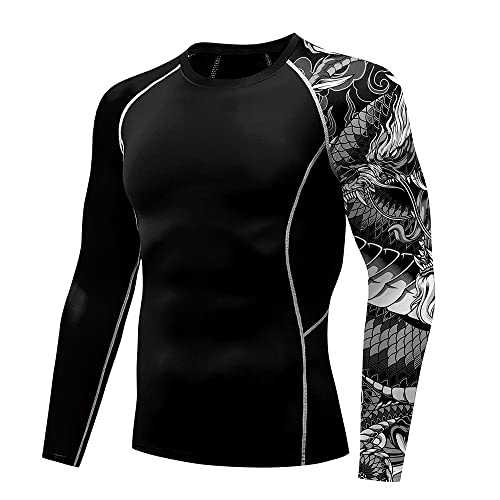 Herren Rash Guard Shirts Langarm UPF 50+ Kompressionsshirt Sport Fitness Workout UV-Schutz Schwimmen Kleidung für Männer von Eciodci