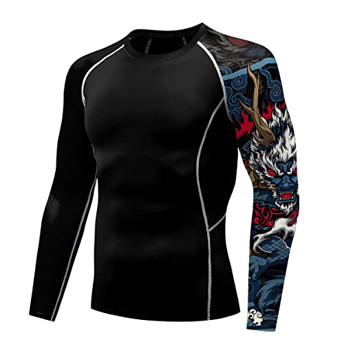 Herren Rash Guard Shirts UPF 50+ Langarm Outdoor Aktivitäten Surfen Schwimmen Sonnenschutz Splice Kompressionsshirt von Eciodci