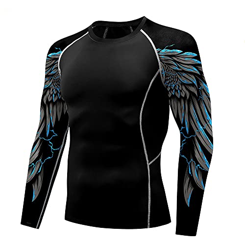 Herren Langarm UPF 50+ Schutz Performance Fit Kompressionsshirt Rash Guard Shirts Schwimmen Workout Kleidung für Männer von Eciodci