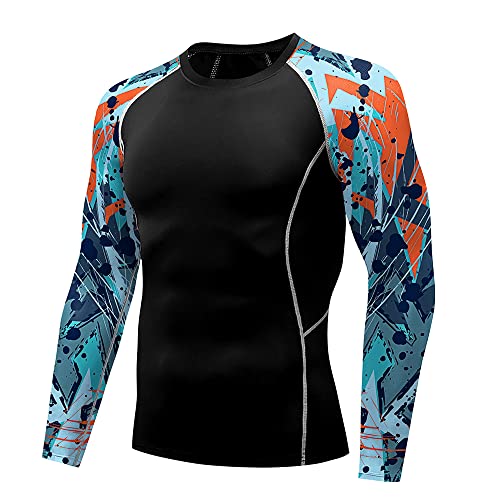Herren Rash Guard Shirts Langarm UPF 50+ Kompressionsshirt Sport Fitness Gym Schwimmen Workout Kleidung Top für Männer von Eciodci