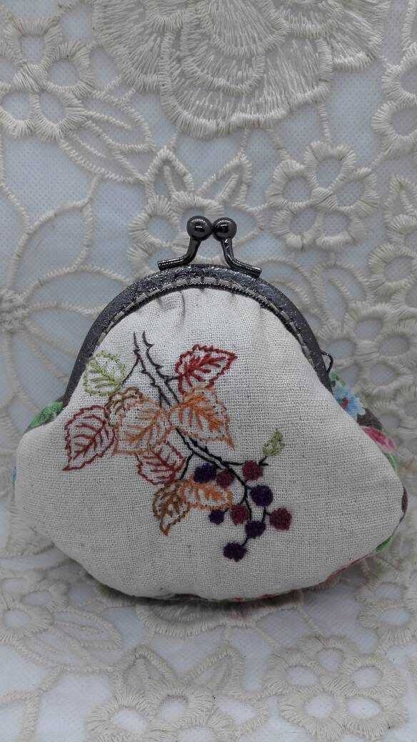 Herbst BlätterHandgemachte Münze Geldbörse Mit Stickerei von EclairSol