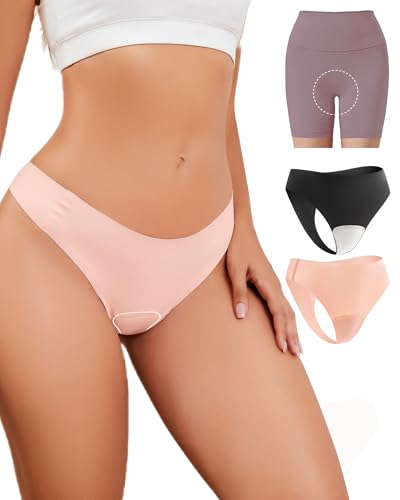 EclatBling Nahtlose Camel Toe Proof Thongs für Frauen – No Show Unterwäsche mit breitem Zwickel, unsichtbarer Concealer, 2 Stück, Multicolor-A, S von EclatBling