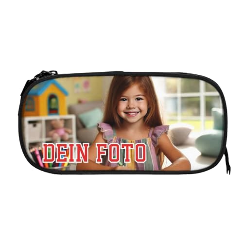 Eclatixor Personalisierte Federmappe Individuelle Federtasche mit Foto, Text, Logo Großraummäppchen/Kosmetiktasche mit eigenem Foto Make-up-Stiftetui Robustes Schüler-Schreibwarenetui von Eclatixor