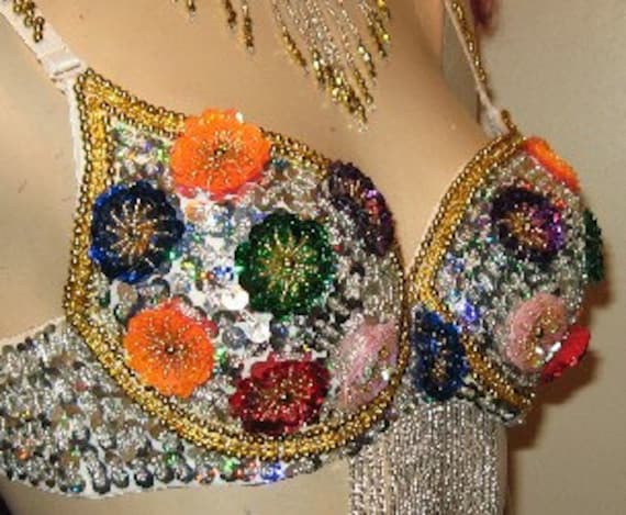 5 Stück Hand Perlen Silber Sequin Bauchtanz Kostüm Handmade Karneval von EclecticCollage