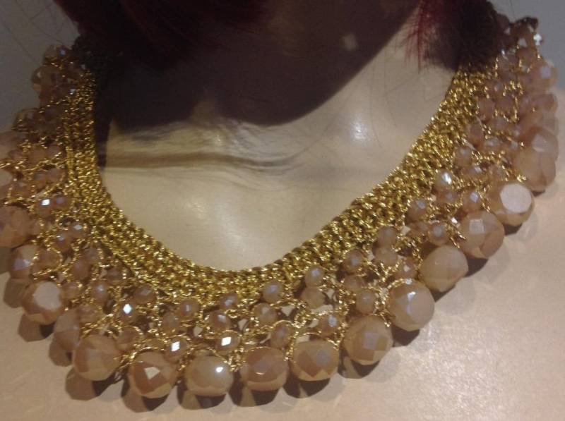 On Sale Facetierte Gold Kristalle Statement Kette Caramel von EclecticCollage