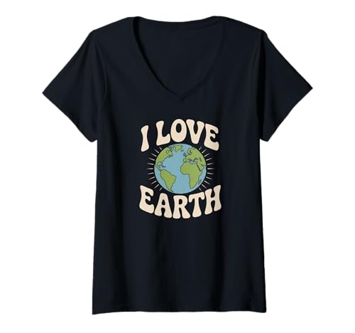 Damen Ich Liebe das Bewusstsein für den Schutz der Erde und des Planeten T-Shirt mit V-Ausschnitt Damen Ich Liebe das Bewusstsein für den Schutz der Erde und des Planeten T-Shirt mit V-Ausschnitt von Eco Conscious Earth Day Awareness Love Nature