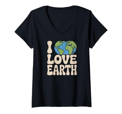 Damen Ich Liebe das Thema Umweltschutz der Erde T-Shirt mit V-Ausschnitt Damen Ich Liebe das Thema Umweltschutz der Erde T-Shirt mit V-Ausschnitt von Eco Friendly Earth Enthusiast Message