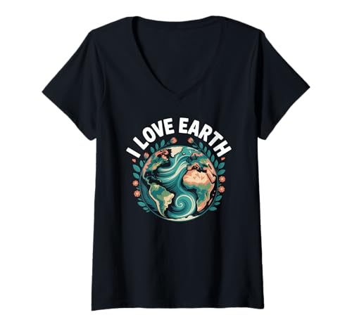 Damen Ich Liebe den Naturschutz der Erde T-Shirt mit V-Ausschnitt Damen Ich Liebe den Naturschutz der Erde T-Shirt mit V-Ausschnitt von Eco Friendly Nature Earth Lovers Design