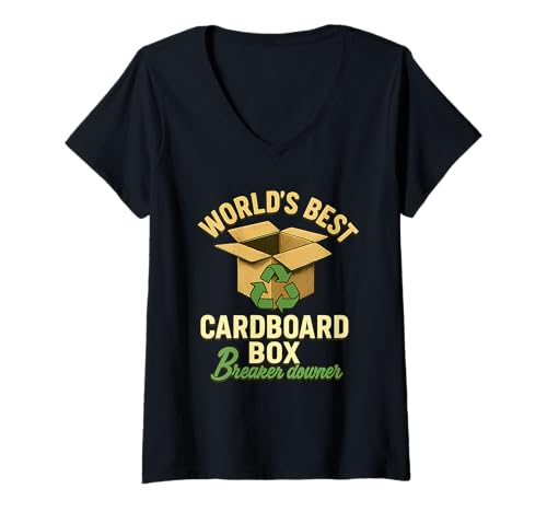Damen World-Best Pappkarton Breaker Downer Funny Eco Hero T-Shirt mit V-Ausschnitt Damen World-Best Pappkarton Breaker Downer Funny Eco Hero T-Shirt mit V-Ausschnitt von Eco Hero Cardboard Crushers Apparel