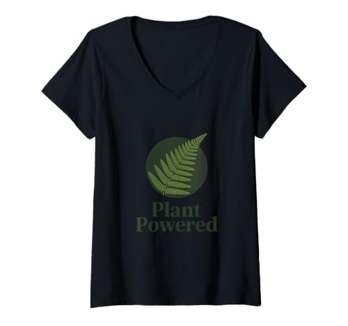 Damen Pflanzenbetriebene Blatt-Grafik T-Shirt mit V-Ausschnitt Damen Pflanzenbetriebene Blatt-Grafik T-Shirt mit V-Ausschnitt von Eco Plant Apparel