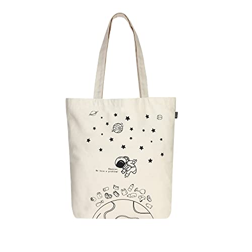 Eco Right Borsa Stoffa Shopper, Canvas Tote Bag, Borsa Donna, Borsa tote Tracolla organico cotone e tela con manici stampa, Borsa shopper riutilizzabile ecocompatibile lavabile von Eco Right