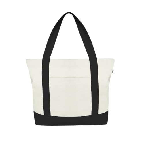 Ecoright Große Canvas Tote Bag Für Frauen Mit Reißverschluss & Innentasche, 100% Bio-baumwolle Reisenthel Shopper von Eco Right