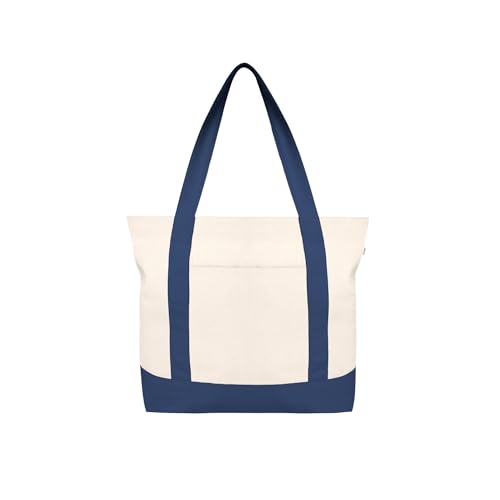 Ecoright Große Canvas Tote Bag Für Frauen Mit Reißverschluss & Innentasche, 100% Bio-baumwolle Reisenthel Shopper von Eco Right