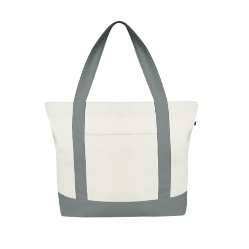 Ecoright Große Canvas Tote Bag Für Frauen Mit Reißverschluss & Innentasche, 100% Bio-baumwolle Reisenthel Shopper von Eco Right