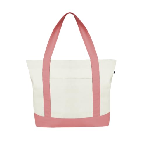 Ecoright(Pack of 5) Große Canvas Tote Bag Für Frauen Mit Reißverschluss & Innentasche, 100% Bio-baumwolle Reisenthel Shopper von Eco Right