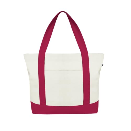 Ecoright(Pack of 5) Große Canvas Tote Bag Für Frauen Mit Reißverschluss & Innentasche, 100% Bio-baumwolle Reisenthel Shopper von Eco Right