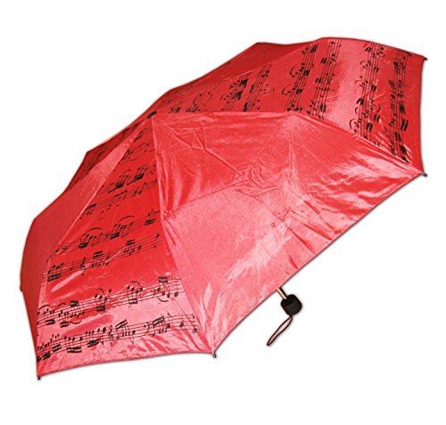 REGENSCHIRM ø98cm ROT mit Noten 25-57cm Taschenschirm Schirm 1014T von ECO