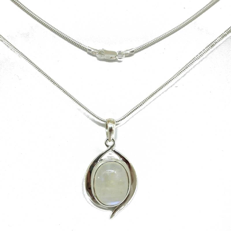 Silber Regenbogen Mondstein Halskette Mit Kette | Mondstein-Anhänger Handgemachte Schmuck Einzigartiger von Eco925