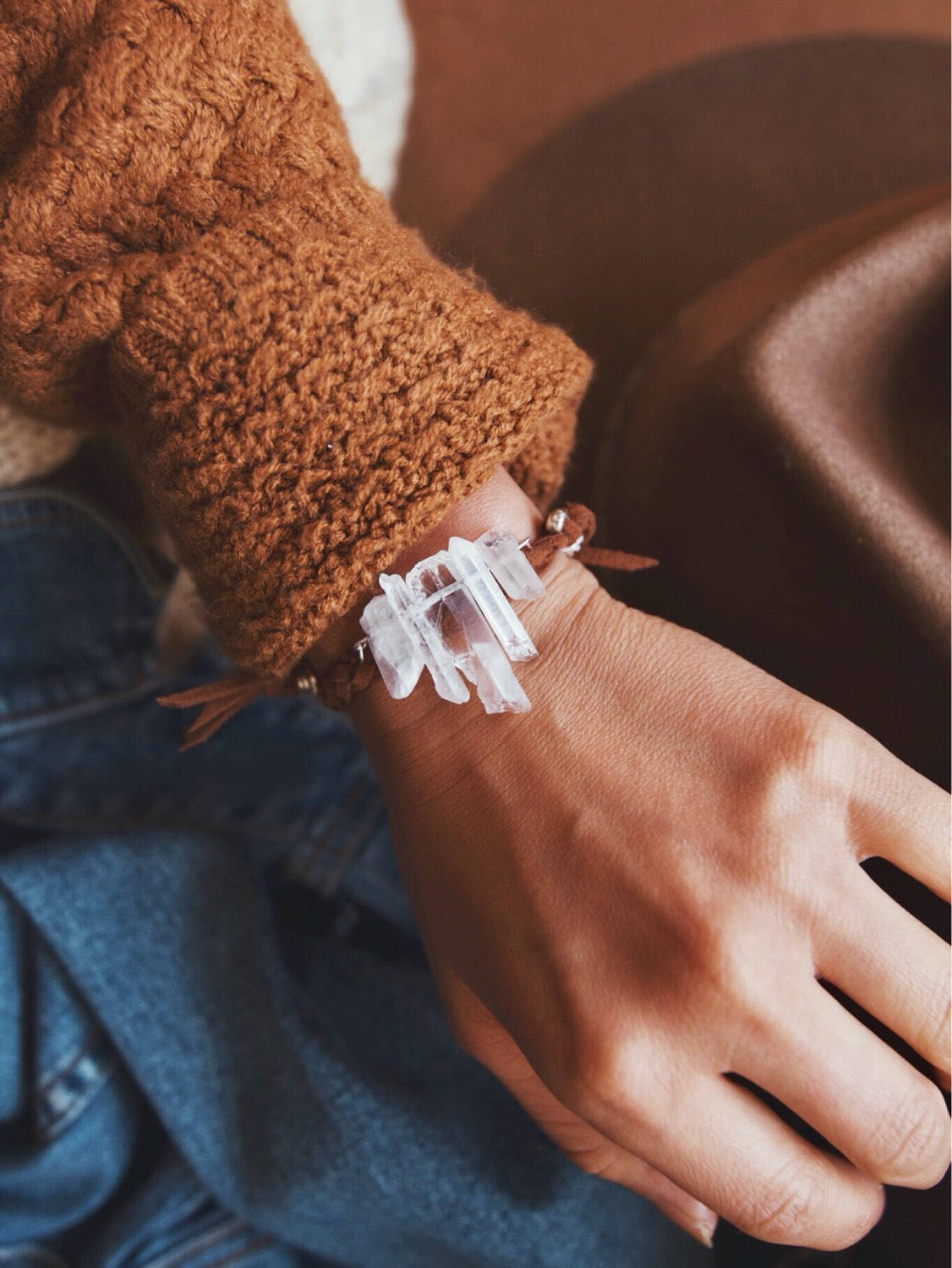 Cb-01 Handgemachtes 5 Rohe Kristalle Geflochtenes Kunstleder Armband Cb-01 Handgemachtes 5 Rohe Kristalle Geflochtenes Kunstleder Armband von EcoDesignProject