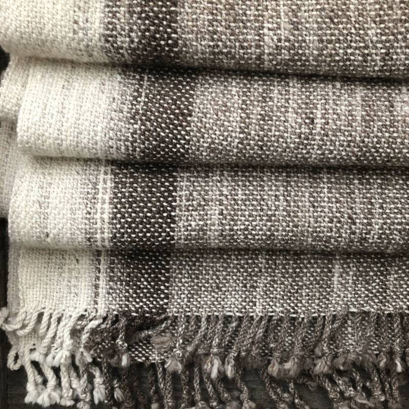 Handgewebter Alpaka-Wollschal - 182x40cm Handgesponnenes Beige-Braun-Off-White Breit Und Lang Handgewebter Alpaka-Wollschal - 182x40cm Handgesponnenes Beige-Braun-Off-White Breit Und Lang von EcoFriendlyFiber