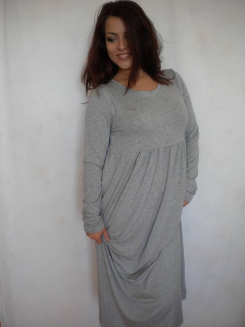 Maxi Kaftan Kleid, Langarm Empire-Taille Hohe Taille Lange Umstandsmode von EcoFriendlyForU