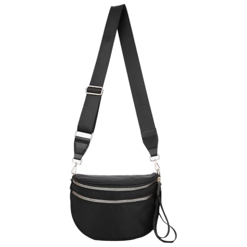EcoGleam Bauchtasche Damen Nylon Umhängetasche mit verstellbarem und abnehmbarem Riemen Geräumige Bauchtaschen Solide Sling-Tasche Geldbörsen Handtaschen für Damen von EcoGleam