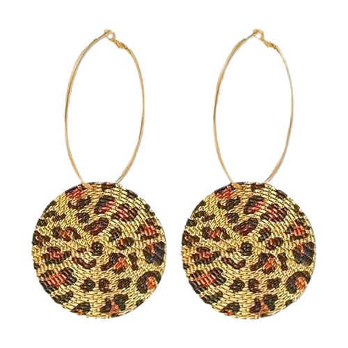 EcoGleam Vintage Runde Ohrringe mit Leopardenmuster, Hängende Rund Leicht Ohrringe Hängend Schmuck für Damen von EcoGleam