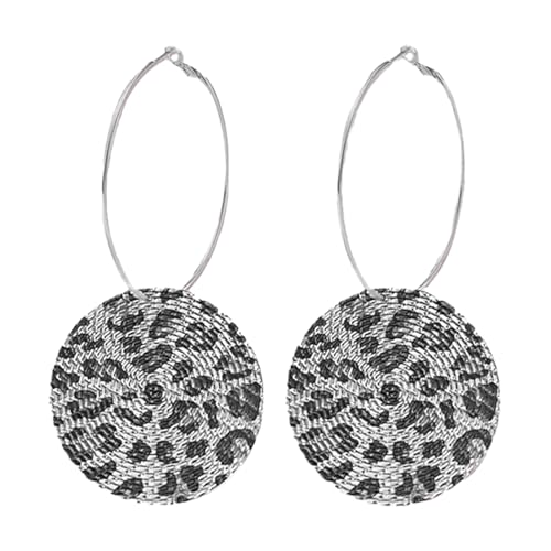 EcoGleam Vintage Runde Ohrringe mit Leopardenmuster, Hängende Rund Leicht Ohrringe Hängend Schmuck für Damen von EcoGleam