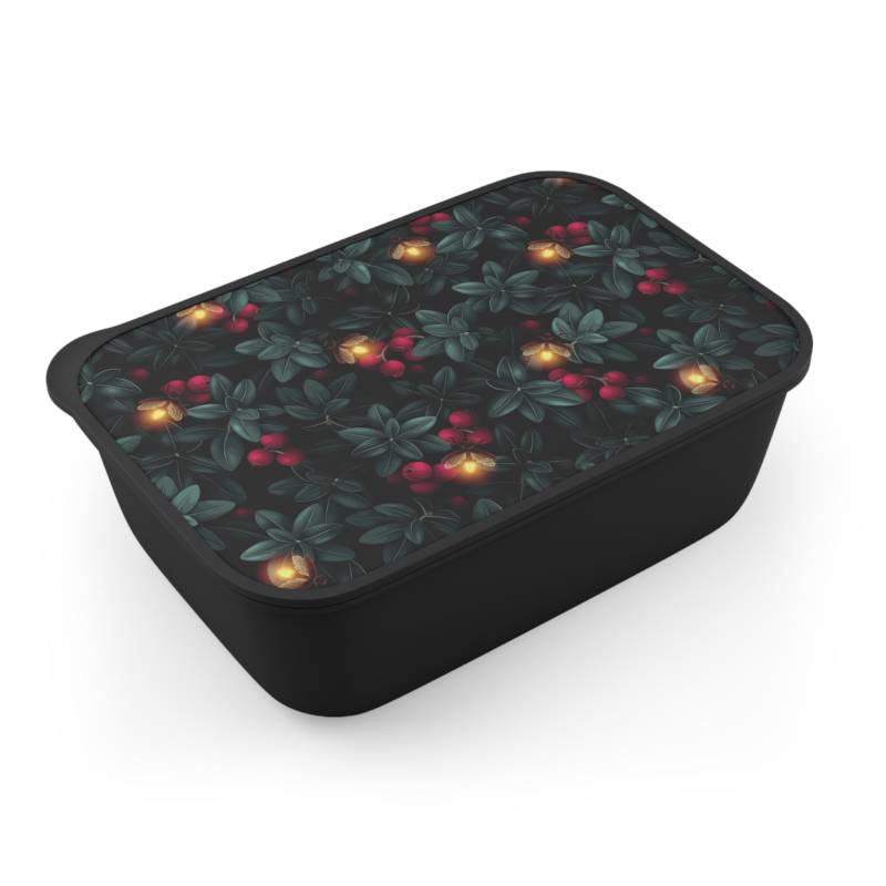 Dark Academia Bento Box Biokunststoff Lunchbox Mit Cranberry Blumenmuster von EcoKarmaStyles