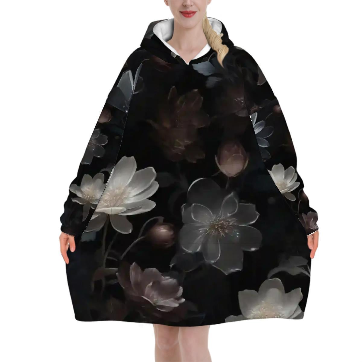 Gothic Cottagecore Flauschiger Übergroßer Decken Hoodie - Dark Academia Floral Lange Ärmel & Tasche Gothic Cottagecore Flauschiger Übergroßer Decken Hoodie - Dark Academia Floral Lange Ärmel & Tasche von EcoKarmaStyles