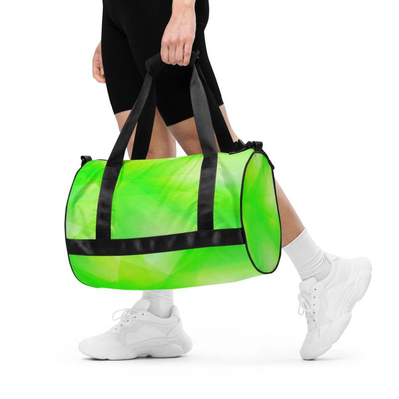 Neon Grün Gelb Batik Allover-Print-Sporttasche, Reisetasche, Schultertasche von EcoKarmaStyles