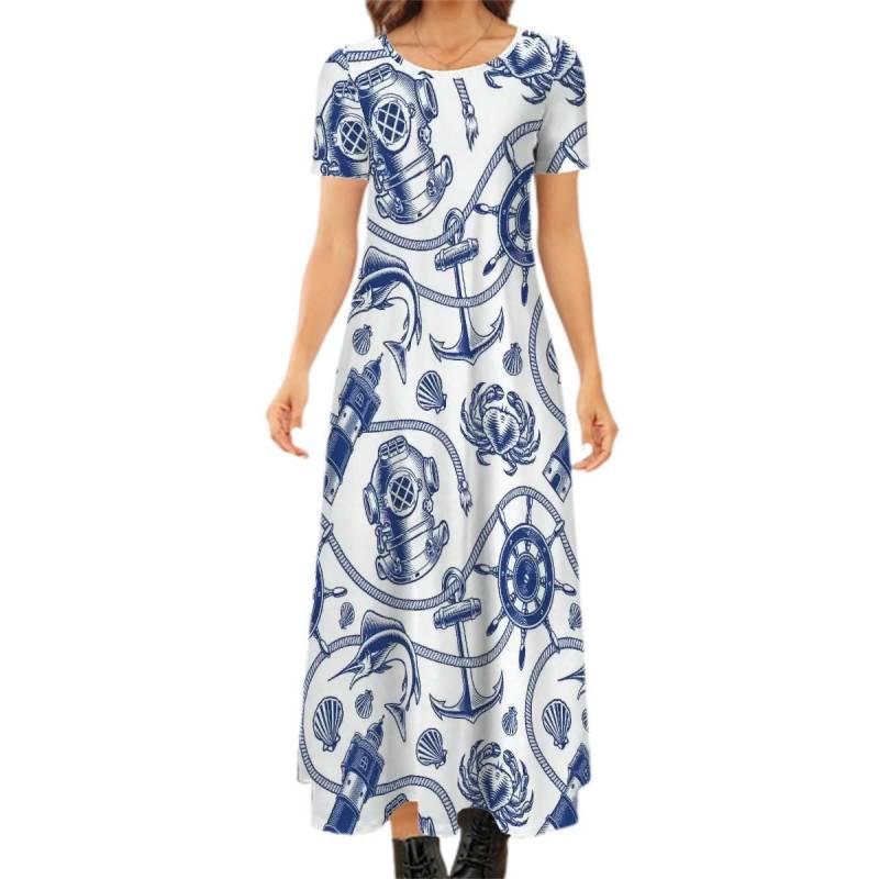 Plus Size Nautical Striped Maxikleid Weiche, Bequeme Strand-Vertuschung von EcoKarmaStyles