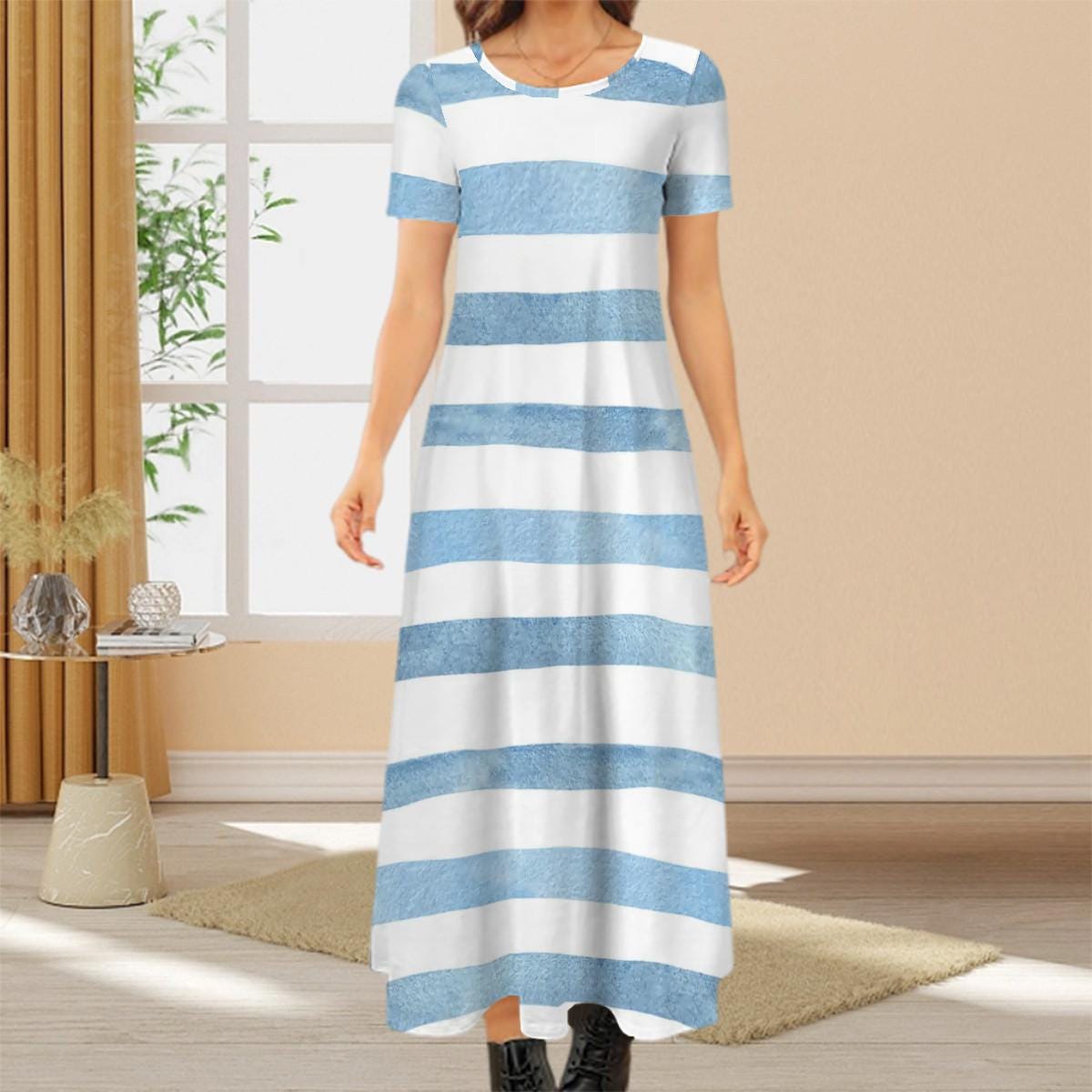 Plus Size Nautical Striped Maxikleid Weiche Und Bequeme Strandvertuschung von EcoKarmaStyles
